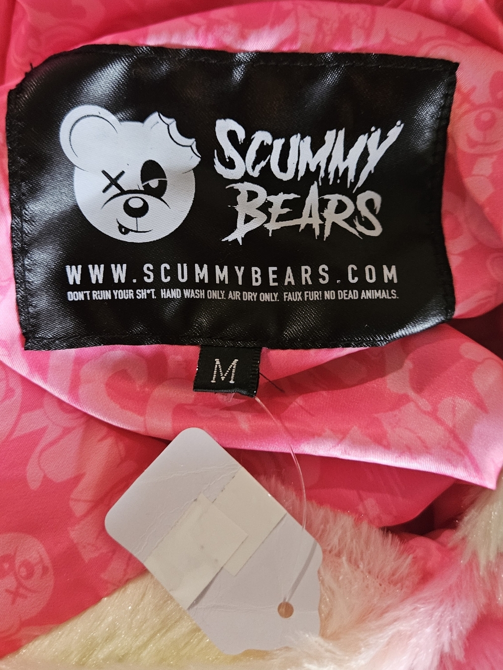 NWT RAVE Hoodie Scummy Bears Fuzzy Crop Size Medium - Picture 7 of 15